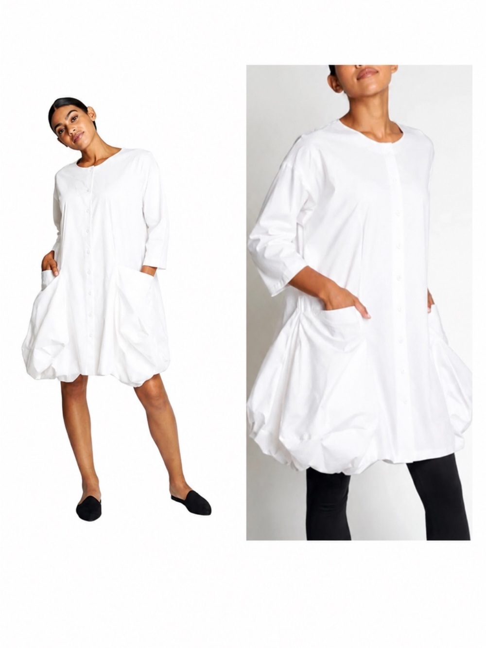 Dubgee by Whoopi Langenlook Oversized Balloon-Hem Button Front Tunic